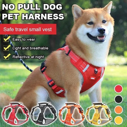🔥🐶Reflektív kutyahám állítható mellény nélkül, húzás nélkül