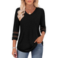 🌿[S-3XL]💖✨Klasszikus, szilárd V-nyakú felső 3/4-es ujjúval – kényelmes és előnyös minden alkalomra