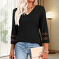 🌿[S-3XL]💖✨Klasszikus, szilárd V-nyakú felső 3/4-es ujjúval – kényelmes és előnyös minden alkalomra