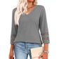 🌿[S-3XL]💖✨Klasszikus, szilárd V-nyakú felső 3/4-es ujjúval – kényelmes és előnyös minden alkalomra
