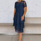 💖 [S-3XL] 👗Női Réteges Háló A-vonalú Midi Ruha