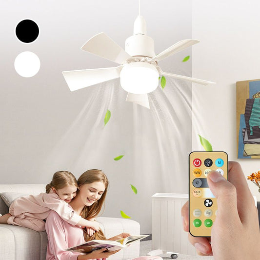 ⛺ Hordozható mennyezeti ventilátor és lámpa 2 az 1-ben✨távirányítóval ✅
